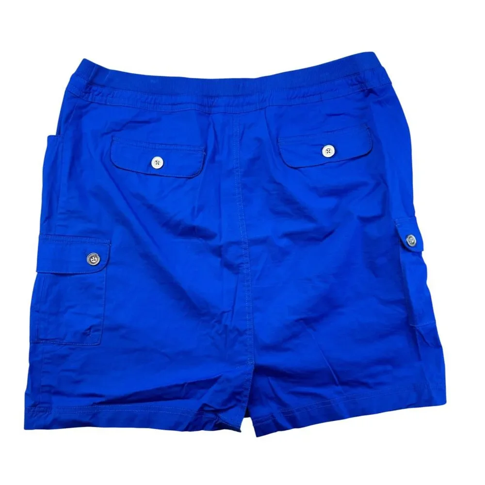 Chico's Skirt Women's 2.5 Large Blue Cargo Pockets Elastic Back Slit Cotton Cute